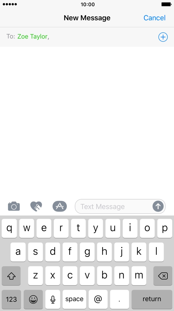 Press the text input field and write the text for your iMessage.