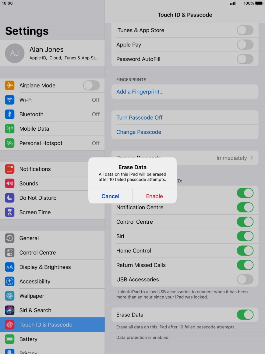 If you turn on the function, press Enable. If you turn on the function, press Enable.