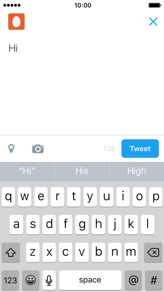 Write the required text and press Tweet.