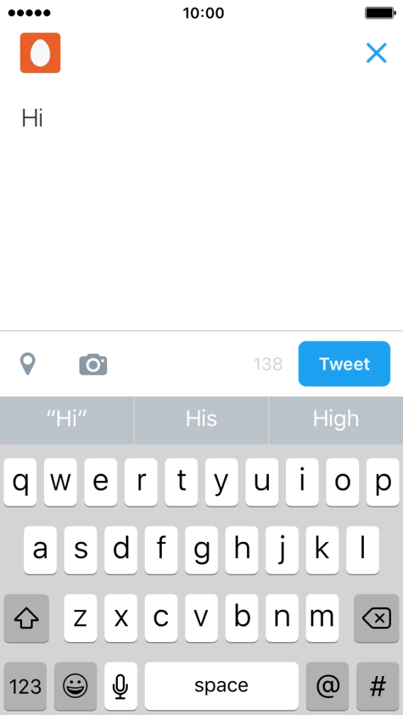 Write the required text and press Tweet.