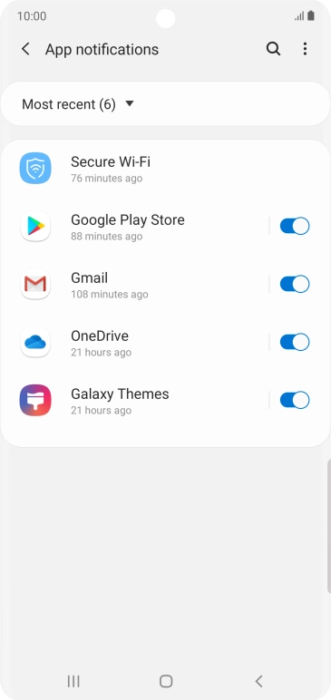 Press the indicators next to the required apps to turn the function on or off. Press the indicators next to the required apps to turn the function on or off.