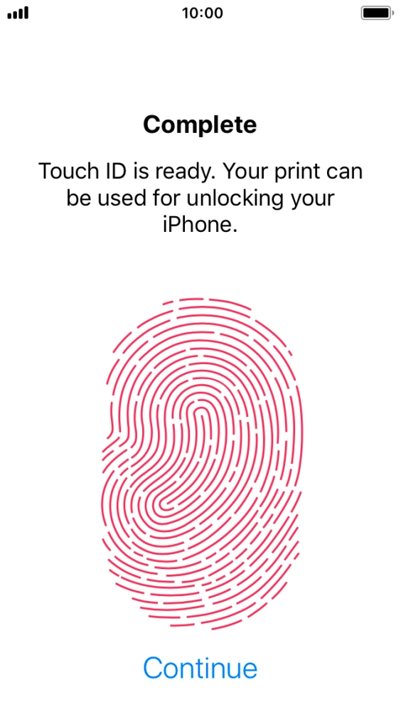 Press Continue. If you haven't previously selected a phone lock code, key in a code of your own choice twice.
