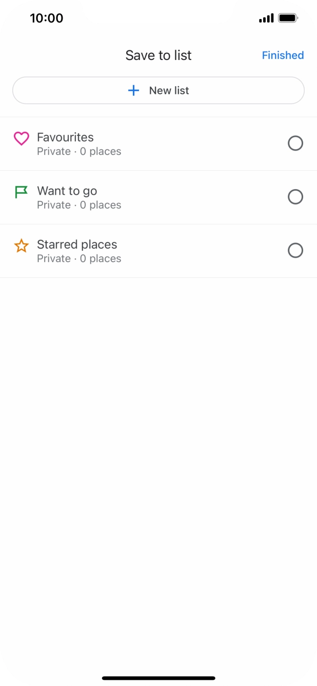 If you select New list, follow the instructions on the screen to create a new list. If you select New list, follow the instructions on the screen to create a new list.