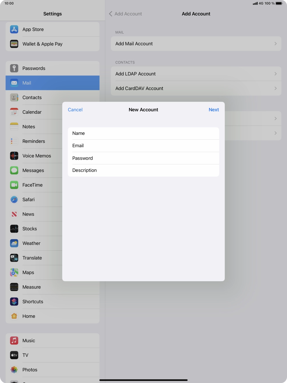 Press Description and key in the required name.