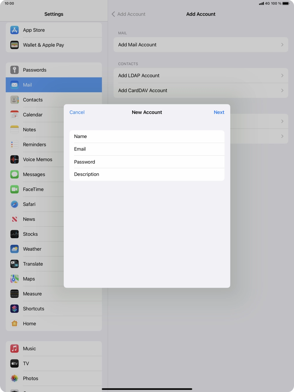 Press Description and key in the required name. Press Description and key in the required name.