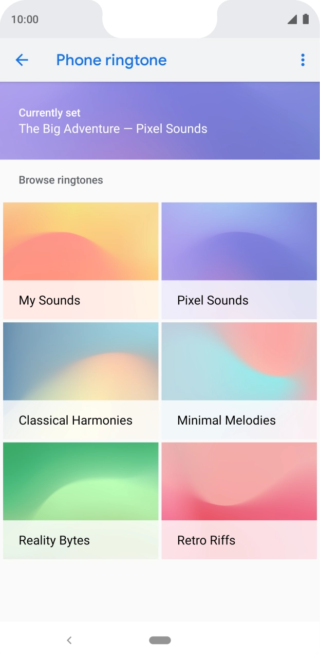 Press the required category.