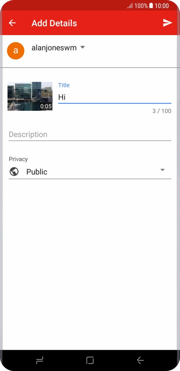 Key in the required text and press the upload icon.