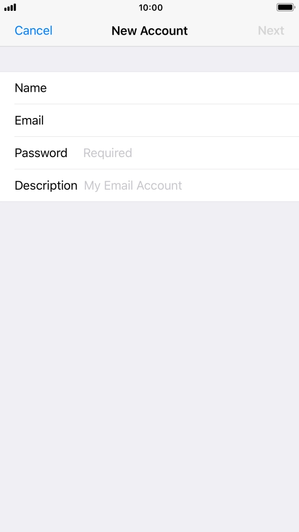 Press Password and key in the password for your email account.