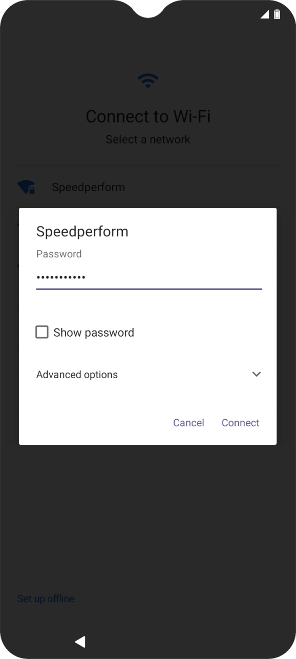 Key in the password for the Wi-Fi network and press Connect. Key in the password for the Wi-Fi network and press Connect.