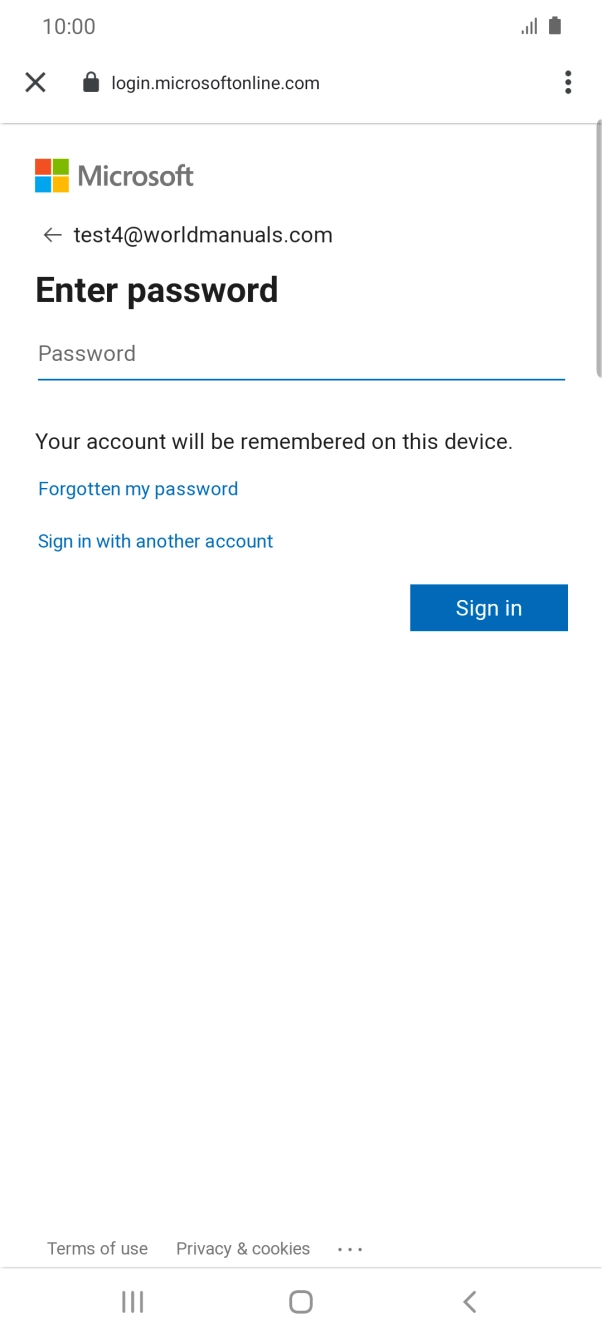 If this screen is displayed, your email account has been recognised and is being set up automatically. Follow the instructions on the screen to key in more information and finish setting up your phone.