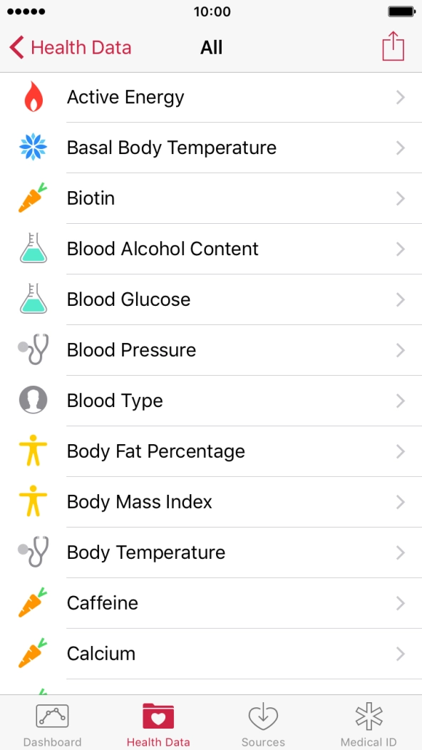 Press the required information type.