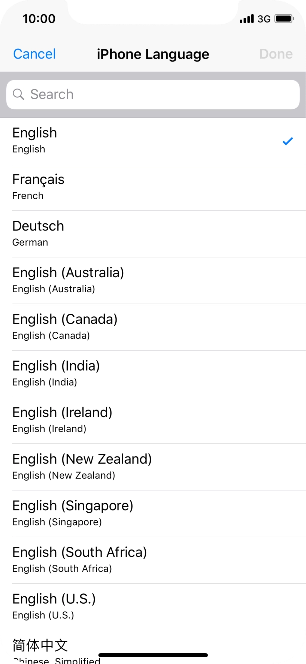 Press the required language.
