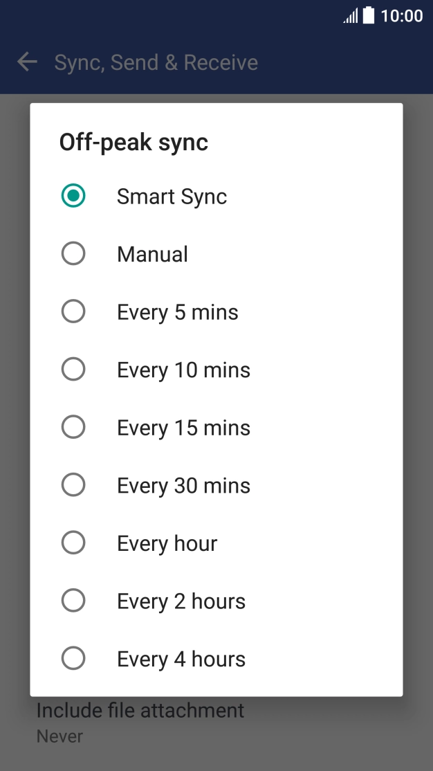 Press the required setting.