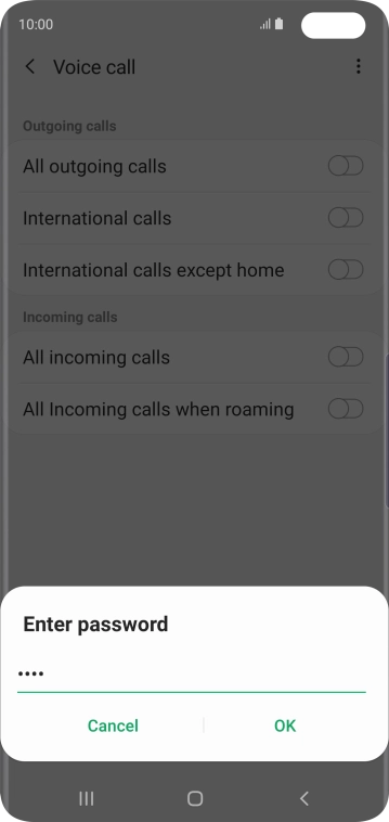 Key in your call barring password and press OK. Key in your call barring password and press OK.