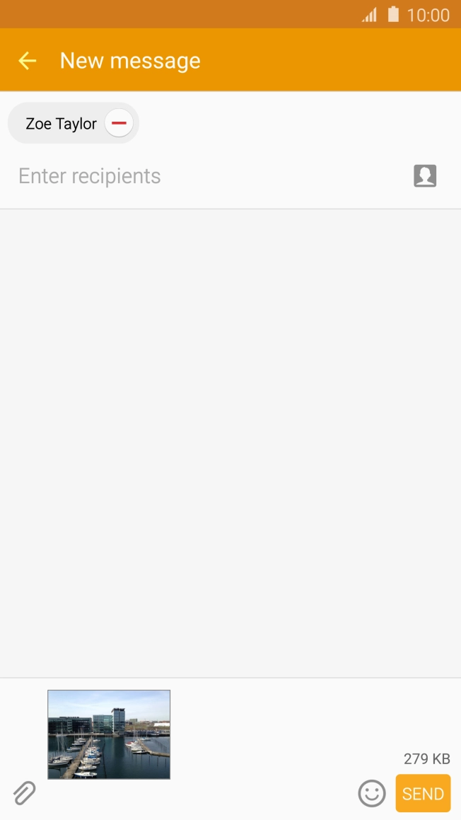 Press the text input field and write the text for your picture message.
