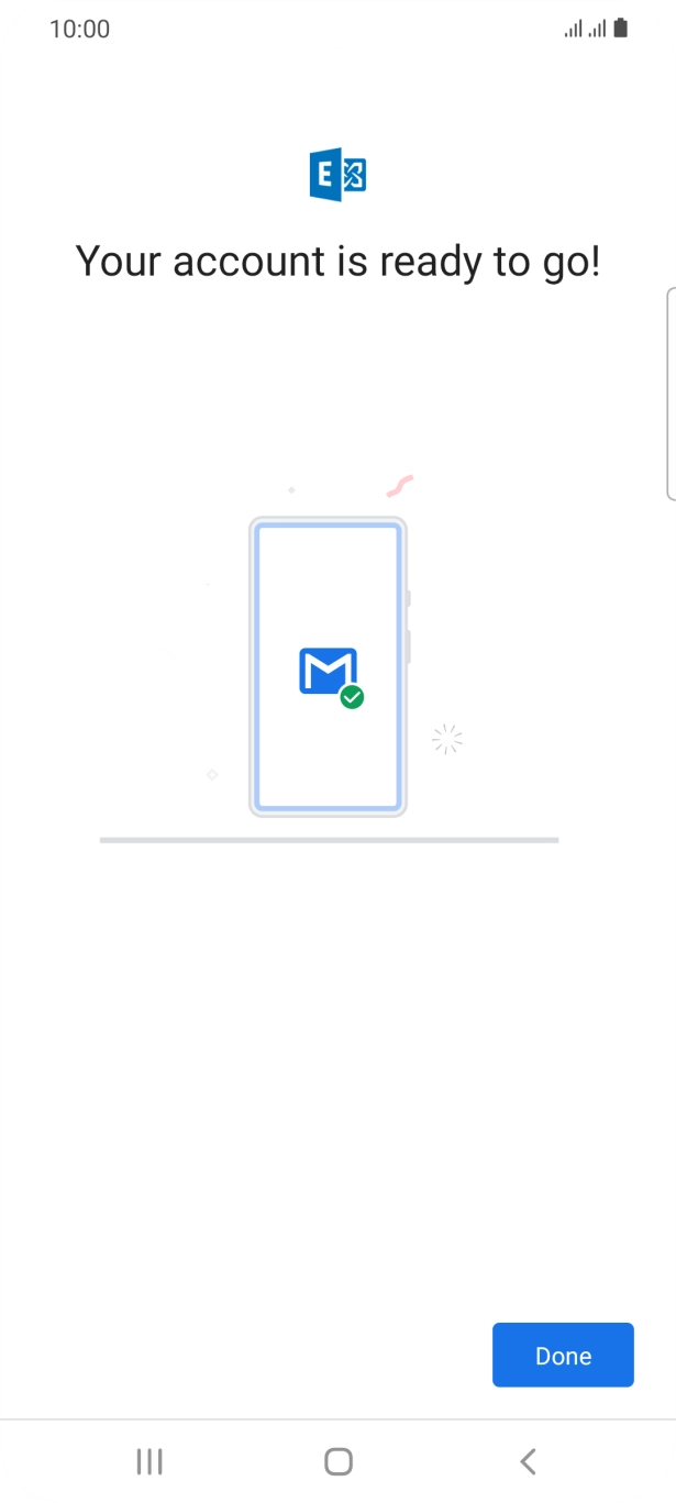 If this screen is displayed, your email account has been recognised and is being set up automatically. Follow the instructions on the screen to key in more information and finish setting up your phone.