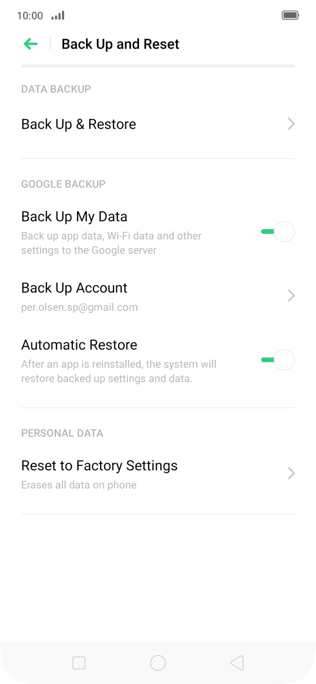 Press Reset to Factory Settings. Press Reset to Factory Settings.