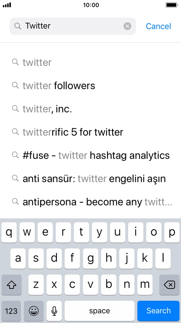 Key in Twitter and press Search. Key in Twitter and press Search.
