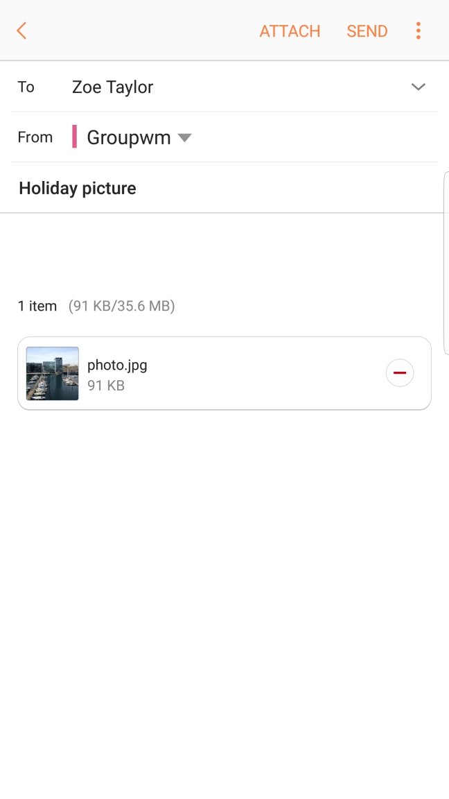 Press the text input field and write the text for your email.