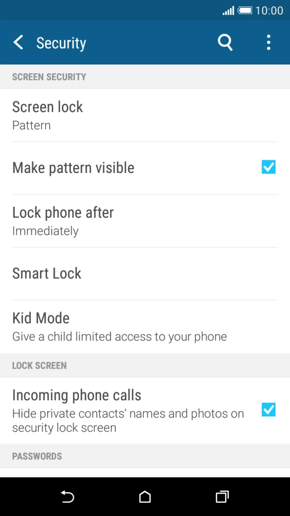 Press Screen lock and key in the current phone lock code.