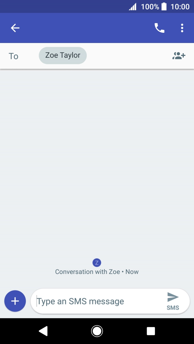 Press the text input field and write the text for your text message.
