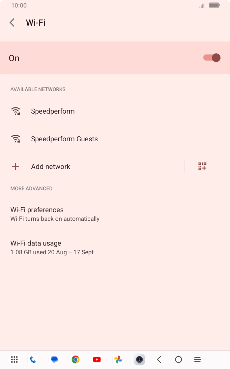 Press the required Wi-Fi network.