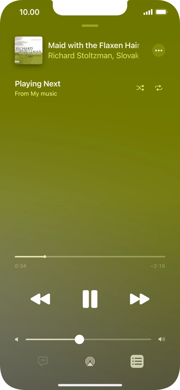 Press the shuffle icon to turn the function on or off.