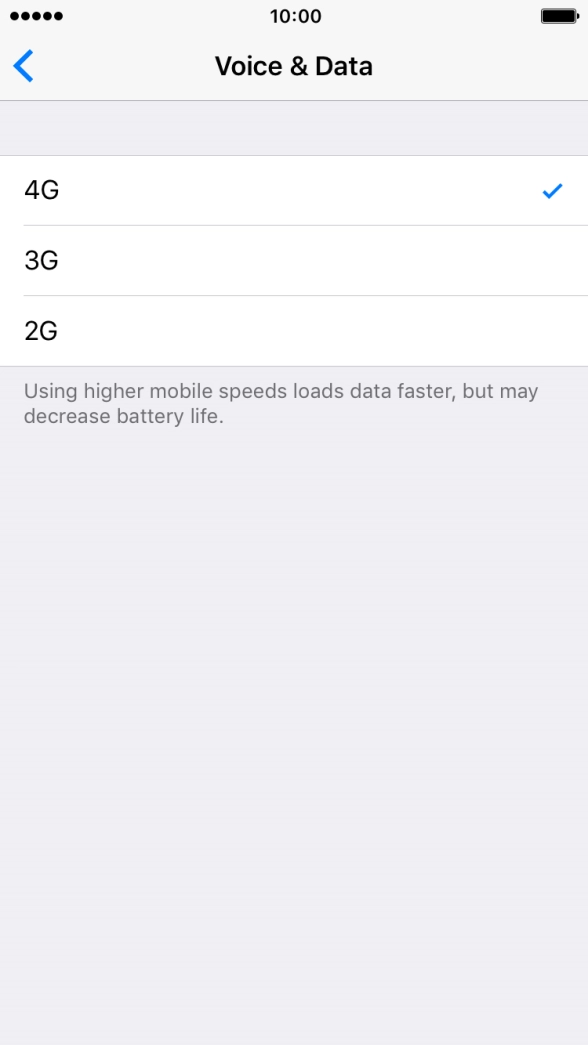 Press the required network mode.