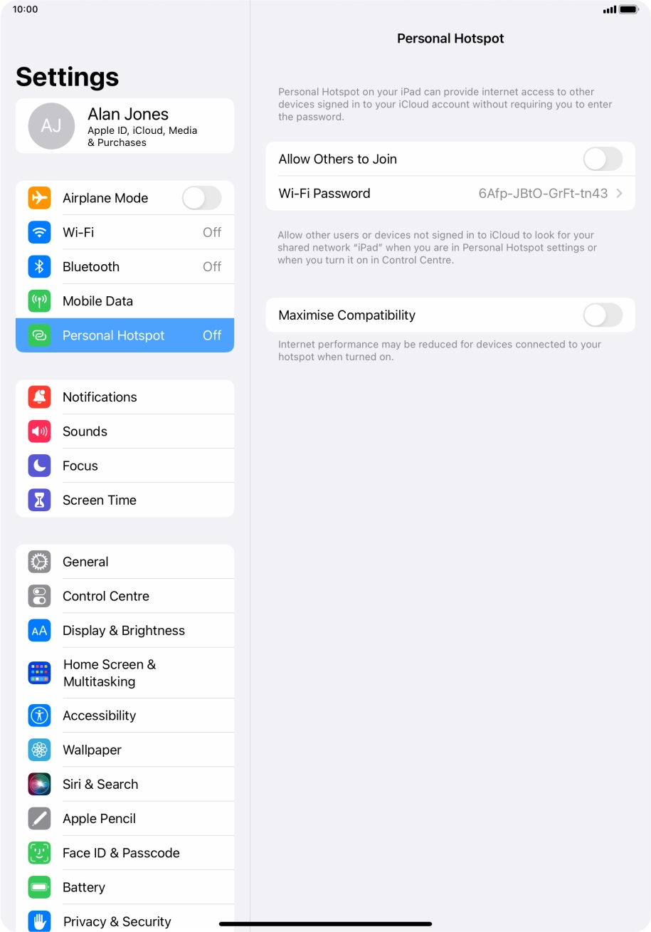 Press Wi-Fi Password and key in the required password.
