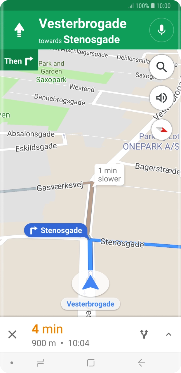 The travel information at the bottom of the screen shows your travel time, estimated time of arrival and distance to destination.