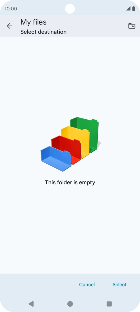 To create a new folder, press the new folder icon and follow the instructions on the screen to create a new folder.