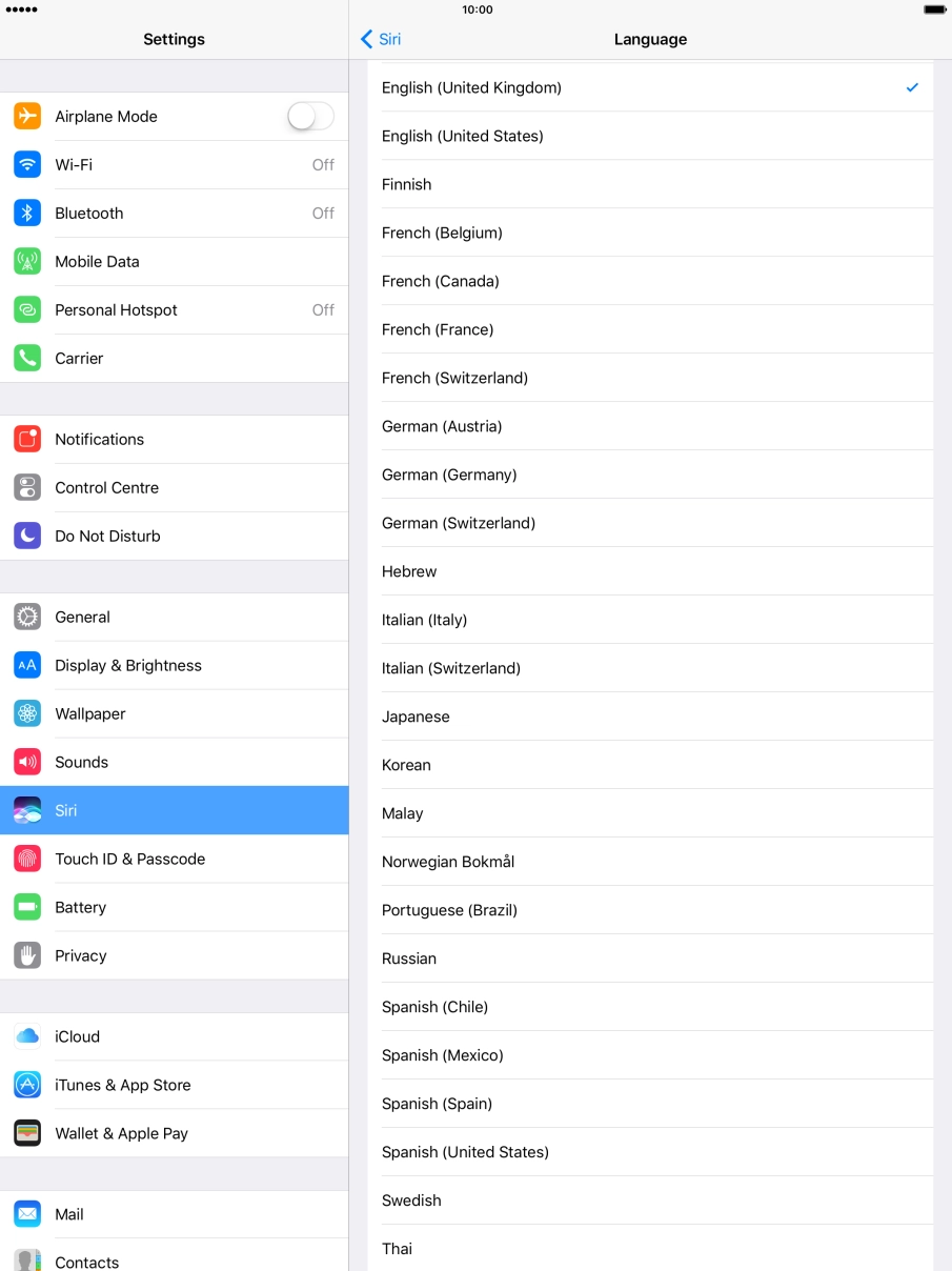 Press the required language.
