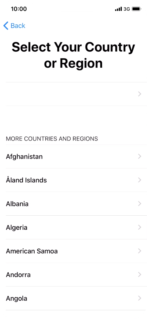 Press the required country or area.