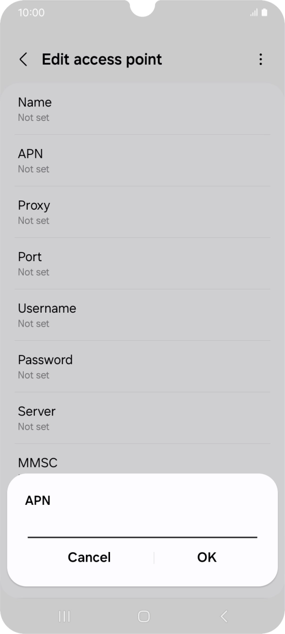 Key in telstra.wap and press OK.