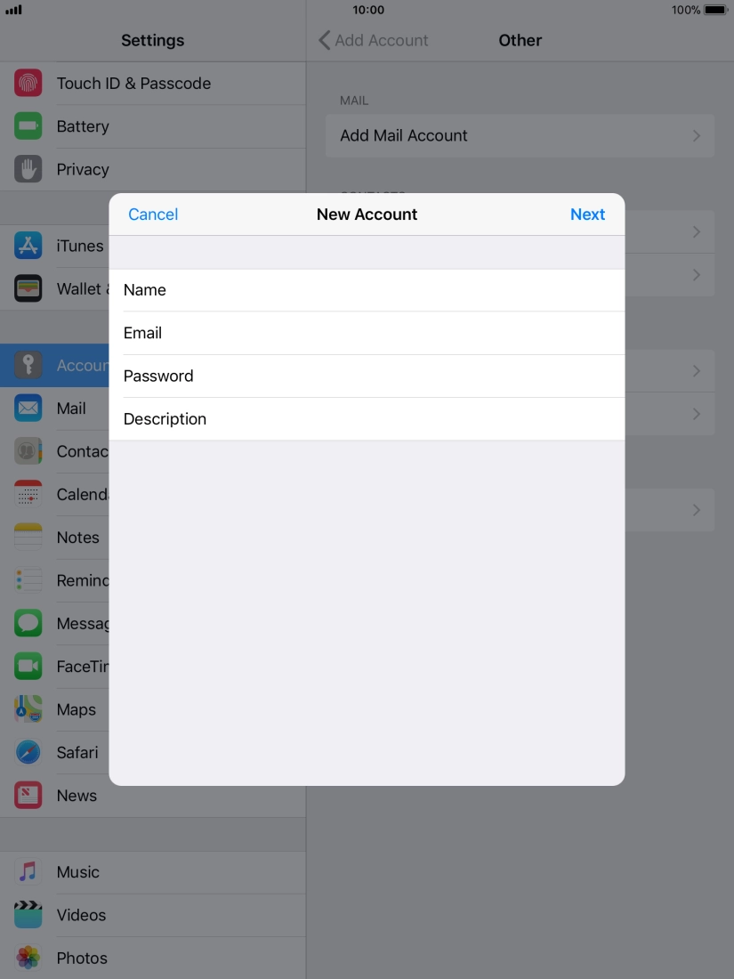 Press Description and key in the required name. Press Description and key in the required name.