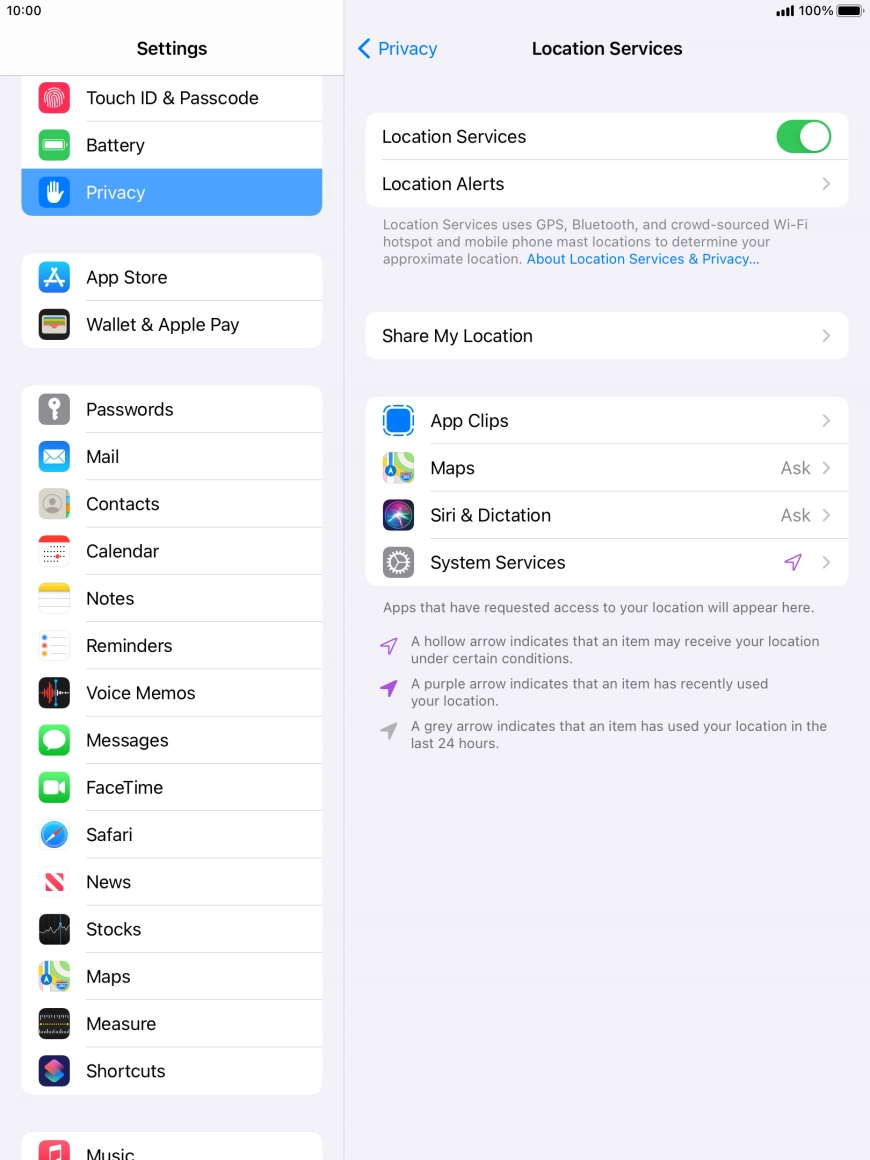 Press the required application.