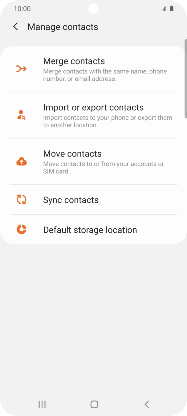 Press Import or export contacts.