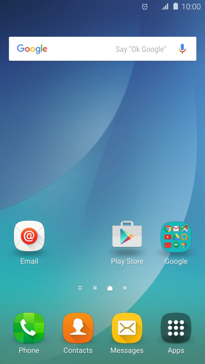 The alarm icon shows that the alarm is set.