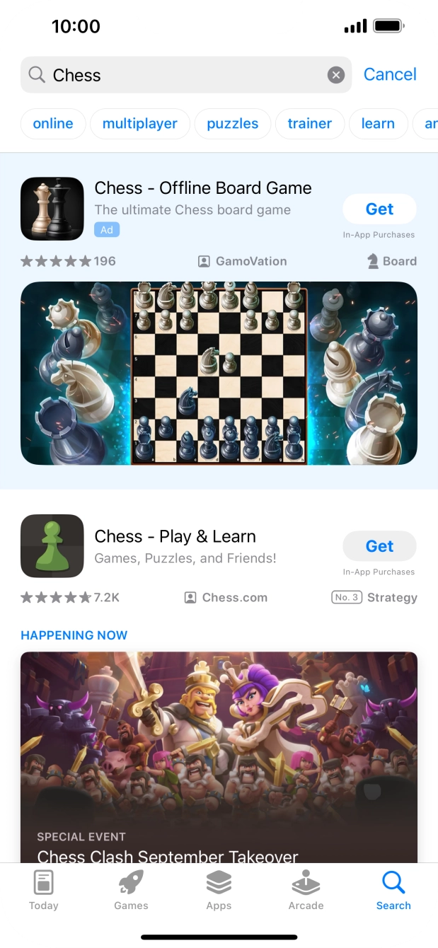 Press the required app. Press the required app.