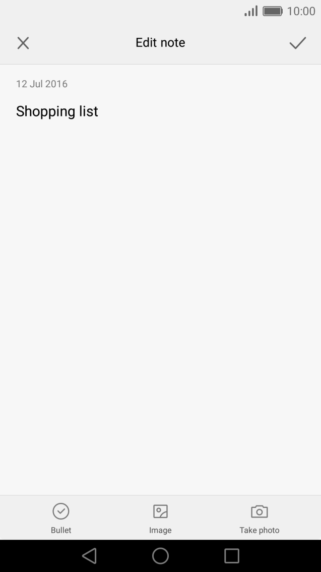 Press the confirm icon to save the note.