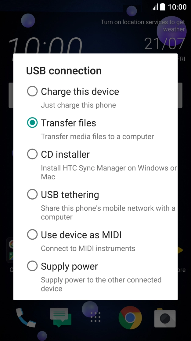 Press Transfer files.