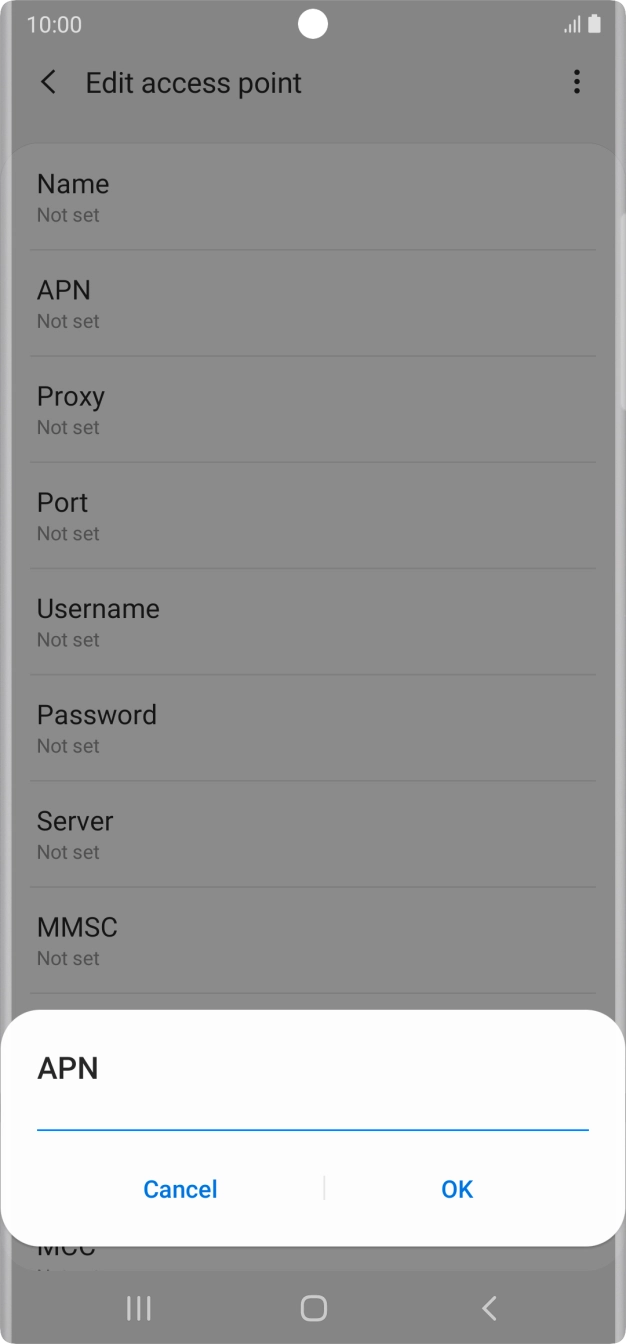 Key in telstra.wap and press OK.