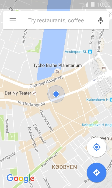 Press the search field and key in the required destination.