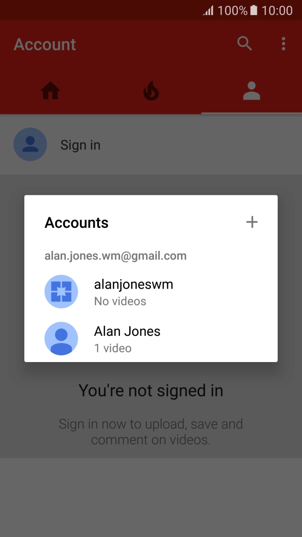 Press the required account.