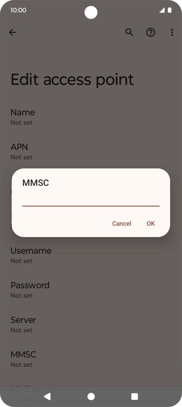 Key in http://mmsc.telstra.com:8002 and press OK.