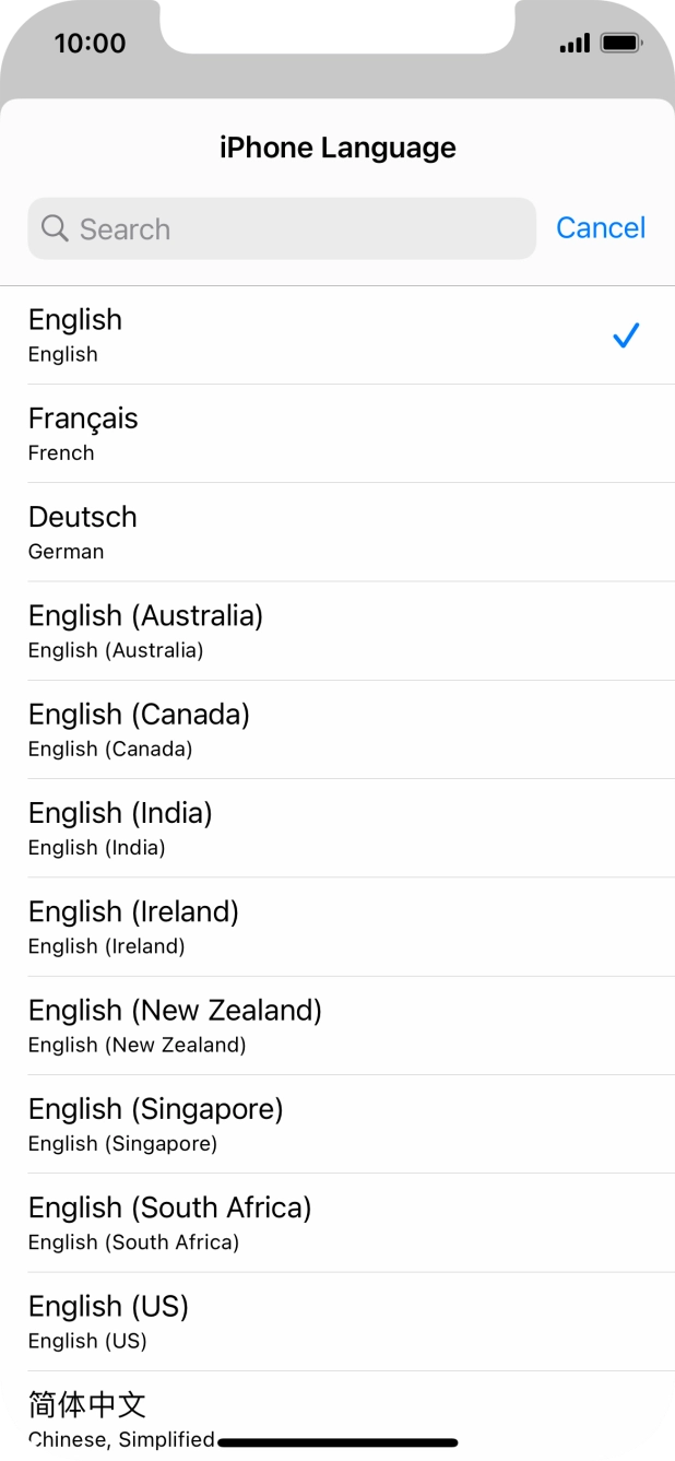 Press the required language.