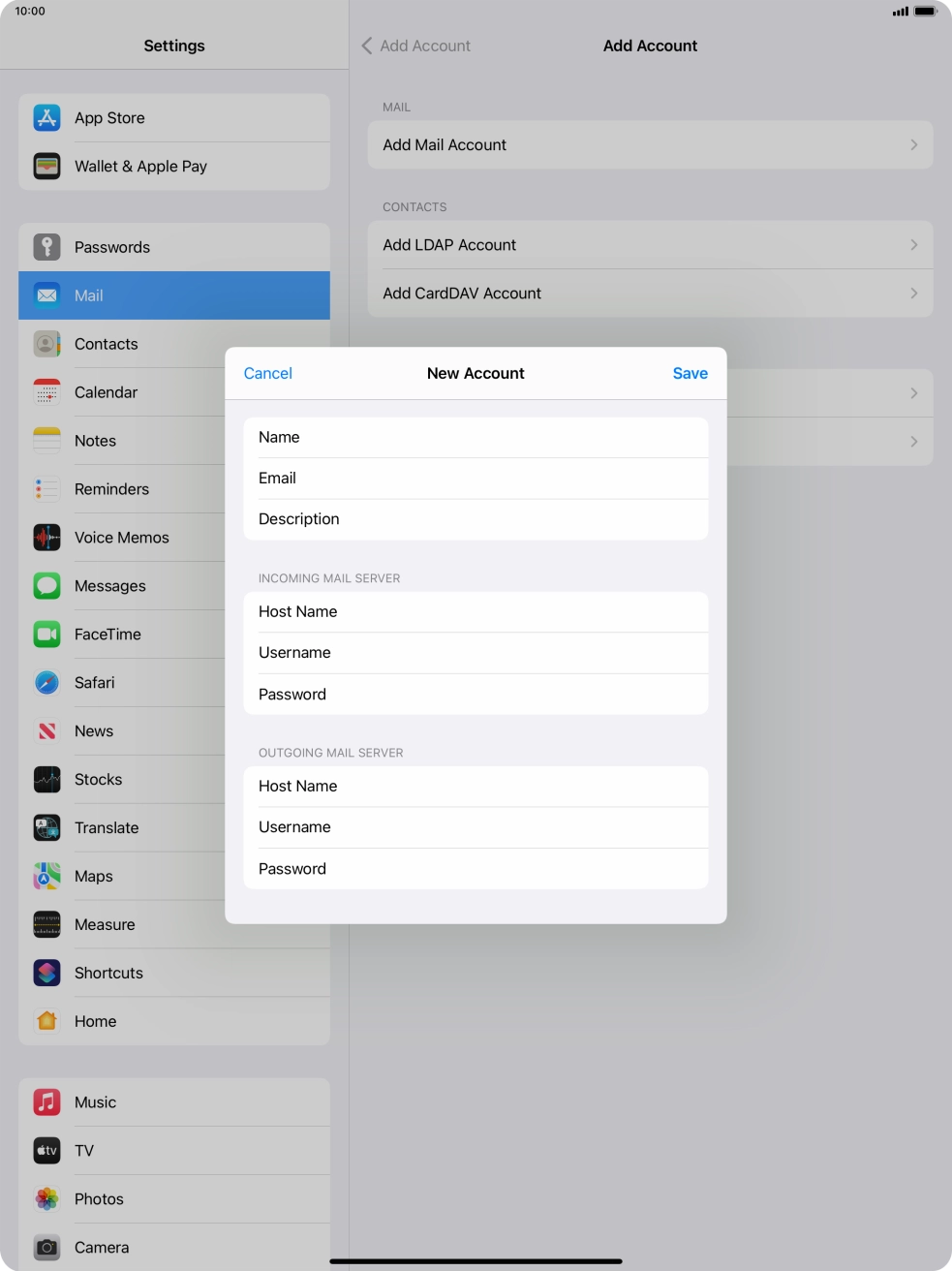 Press Save. Your email account has now been set up. To select more settings for incoming and outgoing server, proceed with the following steps.