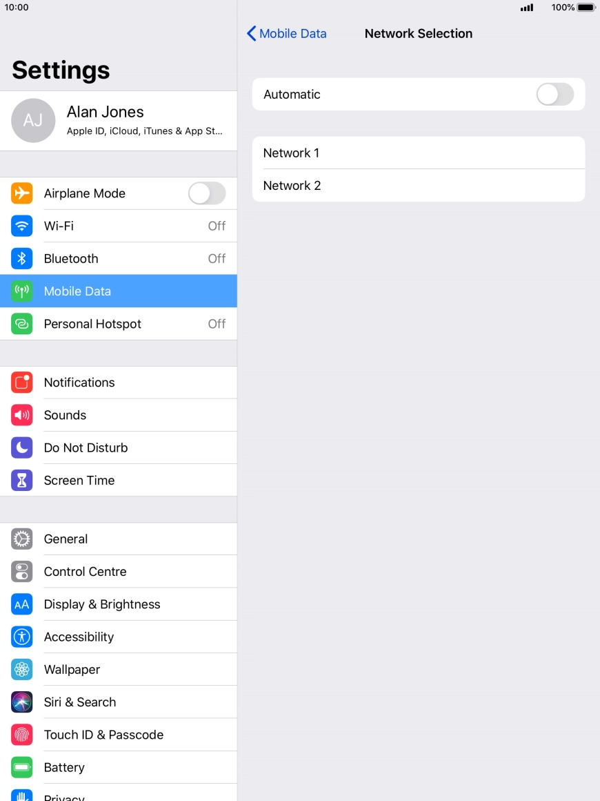 If you turn off the function, press the required network.