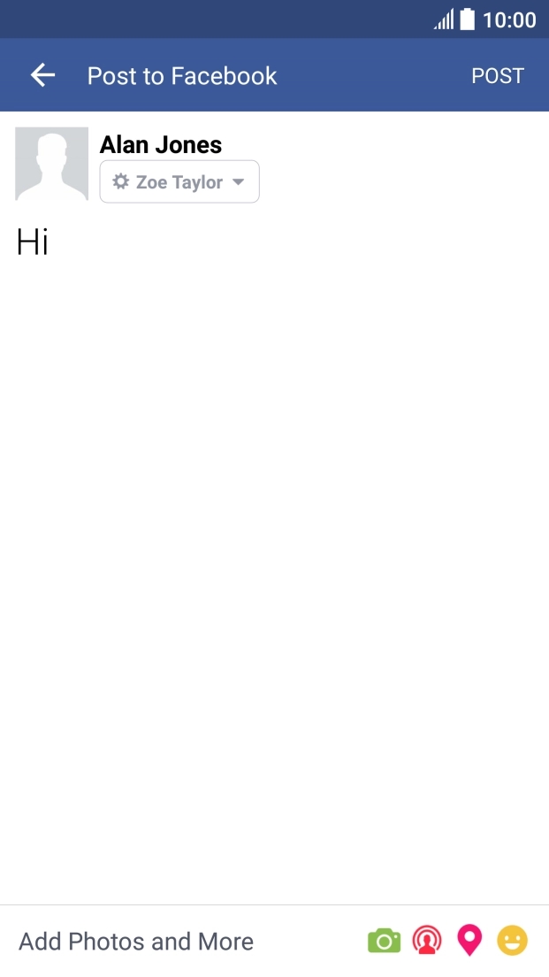 Write the required text and press POST.