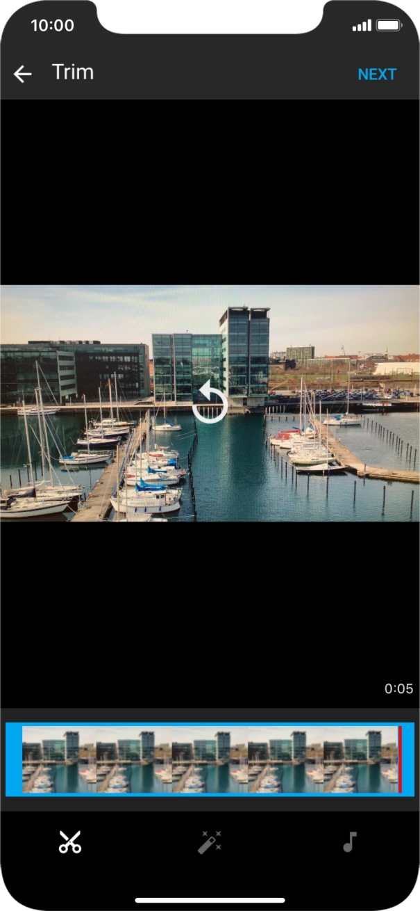 Follow the instructions on the screen to edit the video clip and press NEXT.